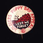 1950s Soldiers Poppy Day Button Badge 22mm 6d
