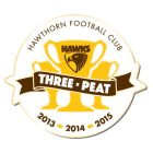 2015 Hawthorn Hawks AFL Premiers Triple Peat Pin Badge w