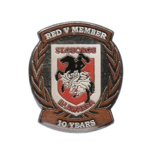 2015c St George Illawarra Dragons 10 Year Member Pin Badge