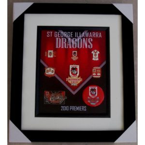 2010 St George Illawarra Dragons NRL Premiers Framed Pin Badge Set