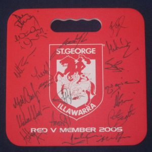 2005 St George Illawarra Dragons NRL Signed Member Seat Mat