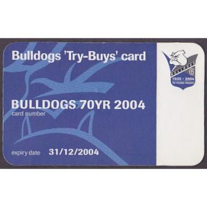 2004 Canterbury Bankstown Bulldogs NRL Try Buys Member Card
