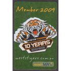 2009 Wests Tigers NRL Member Card